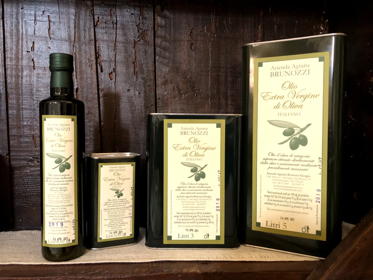 La gamma completa dell'olio extravergine di oliva Brunozzi